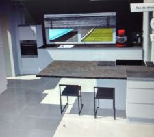 Cuisine avec demi colonne