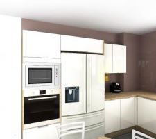 Cuisine en u ou plut&ocirc;t en G. C'est l'avant dernier projet avec Frigo Am&eacute;ricain