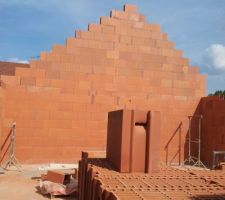 élévation des mur   
brique pour la partie maison 
parpaing pour la partie garage