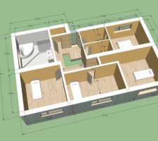 Plans V7 : l'étage avec les chambres et SDB