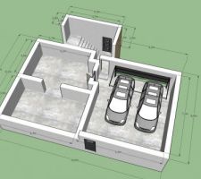 Plans V7 : le sous-sol avec les caves, le garage double et le SAS