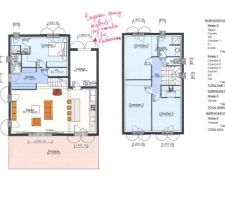 Plan V2 maison rectangulaire 120 m2 en R1