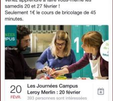 Bon plan WE du 20 et 27/02/2016 chez Leroy Merlin ;)
