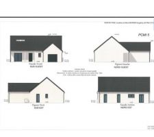 Modification de la maison de 4 pans nous passons à un 2 pans sous l'obligation de la Mairie, sinon refus du permis.