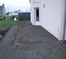 Préparation pour l'aménagement de la cour ( terrasses, enrobés et pavés )