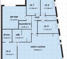 Plan maison pp 150 m² avec les metrages