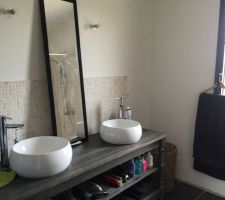 Salle de bain manque les spots et des miroirs plus adéquats... Du rangement du nettoyage encore et encore