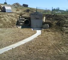 Caniveau au fond du bac de rétention regards et évacuation