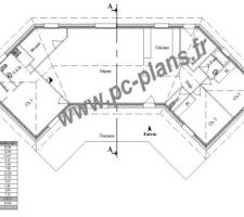 Maison de plain pied en v de 140m sur sous sol