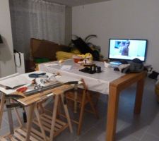 Chantier cuisine: d&eacute;sordre dans notre s&eacute;jour :-(