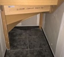 Espace sous l'escalier, un bon espace de rangement a optimiser.