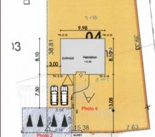 Implantation de la maison sur le terrain / cotes détaillées