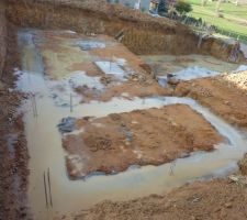 Fondations sous sol, terrasse et vide sanitaire...sous la pluie....