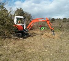 Mini-pelle et pénétromètre en action