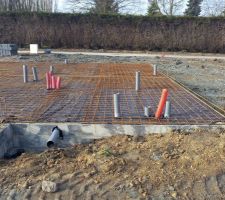 Ferraillage et membrane d'étanchéité de la future dalle