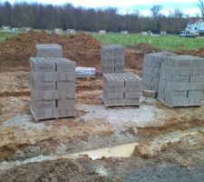 Coulage des fondations sur une hauteur de 40cm