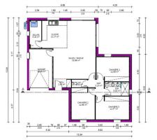 Maison de plain pied 104 m2, double carré imbriqué