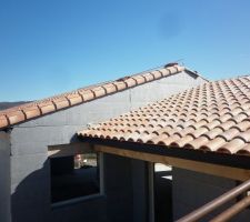 Début de la pose des tuiles