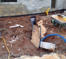 PVC et plymouth en place dans leur lit de sable