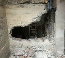 Étape d'ouverture du mur béton