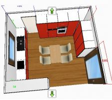 Simul cuisine classique, avec evier en face d'une vitre dans Google sketch up. variante de la précédente photo