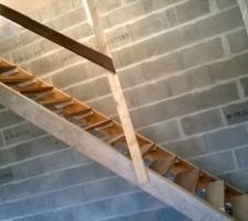 Pose de l'escalier de chantier.
ça facilitera les déplacements et surtout nous serons en sécurité.