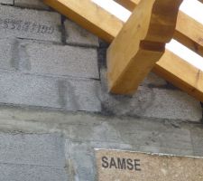 Arrêtes de toit maçonnées et charpente scellée