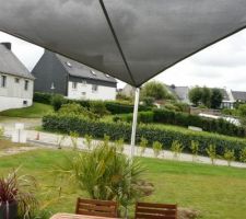 Voile d'ombrage vue de l'intérieur de la maison