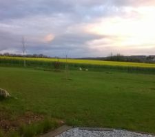 Prise de vue crépusculaire de la terrasse...