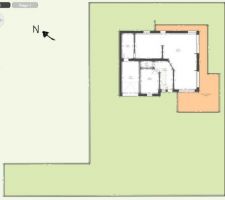 Implantation de la maison avec terrain orienté principalement sud ouest