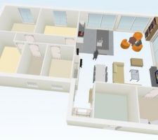 Plan 3D de la maison agrandie