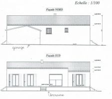 Vue des façades après ajout du garage et de la terrasse