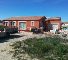 Façade : crépis en cours