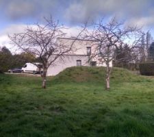 Vue de la façade ouest du fond du terrain.