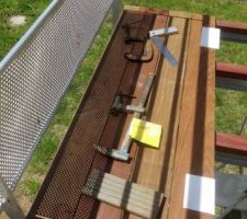Plancher du balcon
cales pour espacer les lames de façon régulière
