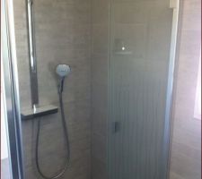 La douche avec colone et porte possée