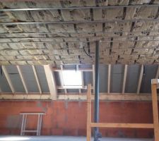 Vendredi 6 mai: l'isolation du plafond de l'étage est posé