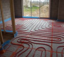 Chauffage au sol. Partie salon