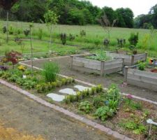 Création en cours du jardin en carré, massif d'angle