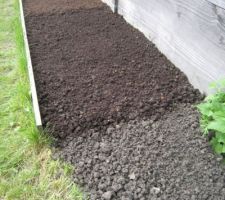 2e travail de la terre mélangée à du terreau, pour les tomates.