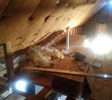 Isolation des combles en fibre de bois et mise en place du plancher OSB3