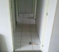 Aujourd'hui carrelage couloir salle de bain toilette celier reste  sejour salle a manger cuisine et le coin douche