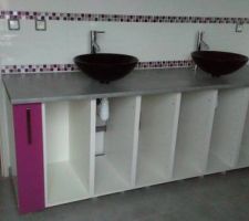 Montage meuble vasque sdb filles + installation vasque