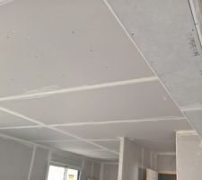 Début des bandes, plafond cuisine / salle