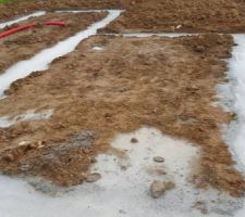 Vu des fondations fraîchement coulées.(48h)