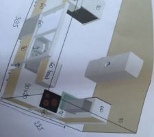 Vue d'ensemble cuisine Et mesures des meubles