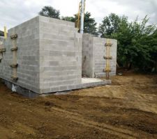Remblaiement des fouilles en périphérie de la maison