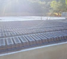 Pose du plancher en cours, côté terrasse