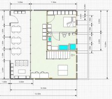 Plan étage 1 en mezzanine.
Les cotes ne sont qu'indicatives. Ce plan est issu de la phase de conception.