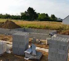 Le 24/06/2015 d&eacute;but de la ma&ccedil;onnerie des murs du vide sanitaire de 0,75m avec terrasse attenante de 4x7m.